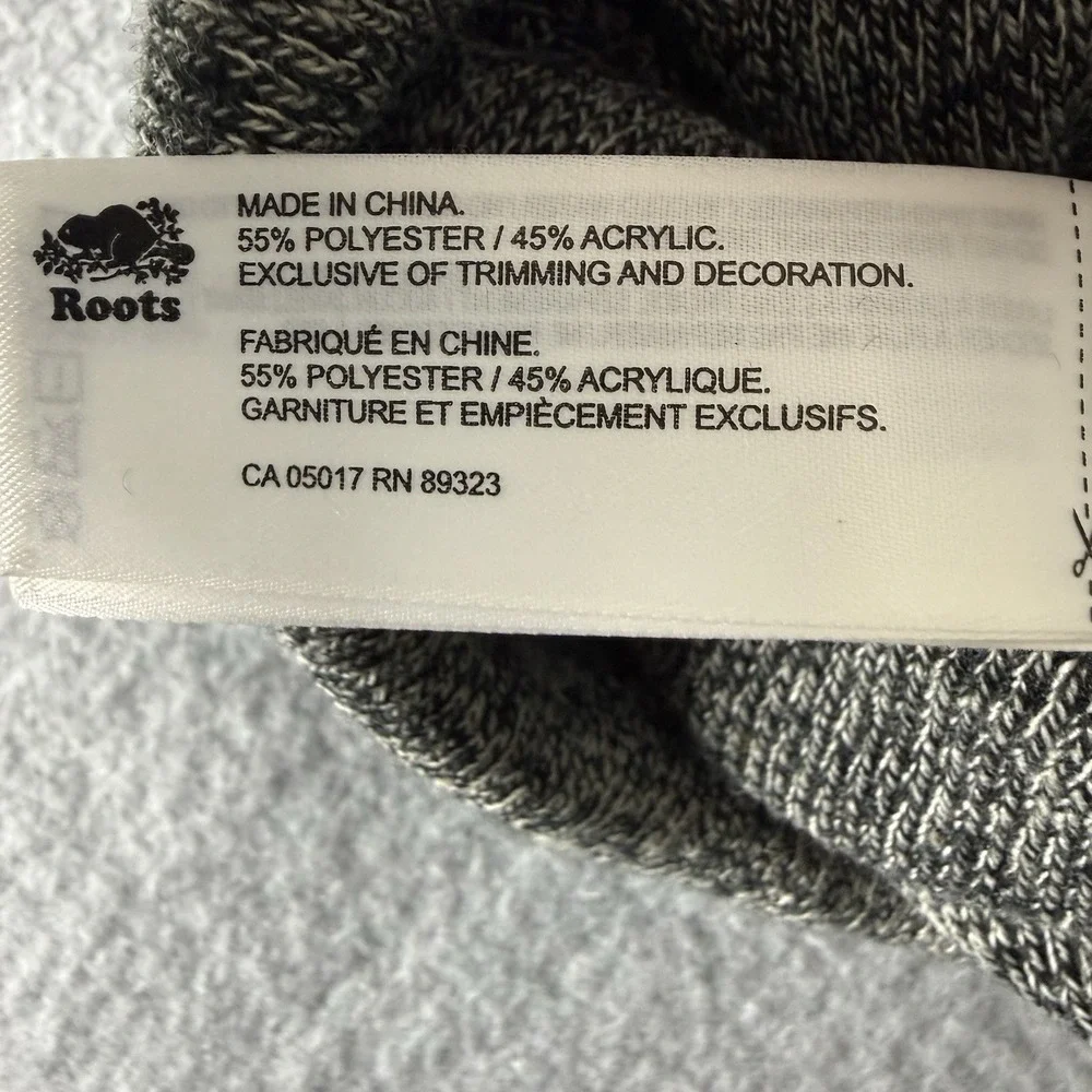 Roots Gray Black White Cuffed Beanie Hat Minimalist One Size Winter Outdoor Knit